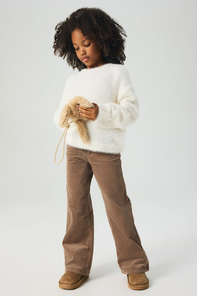 اتش اند ام بنطلون كوردري عريض من القطن